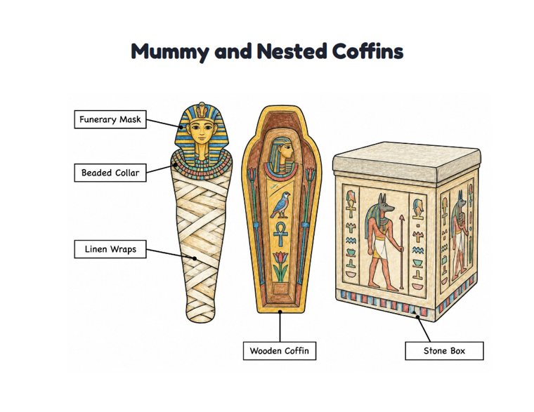 Mummy and Nested Coffins worksheet (Medium, Grades 1–2)