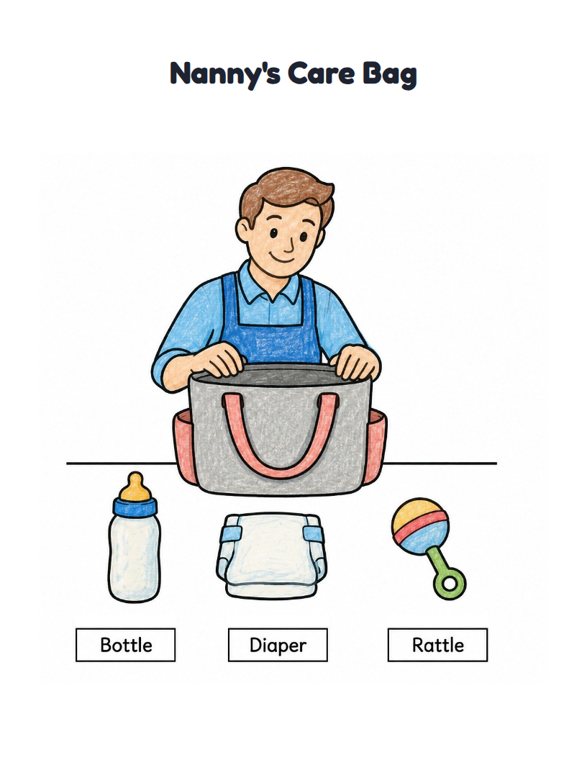 Nanny's Care Bag worksheet (Easy, Pre-K–K)