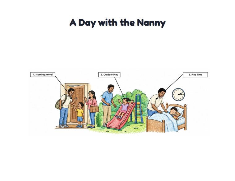 A Day with the Nanny worksheet (Medium, Grades 1–2)
