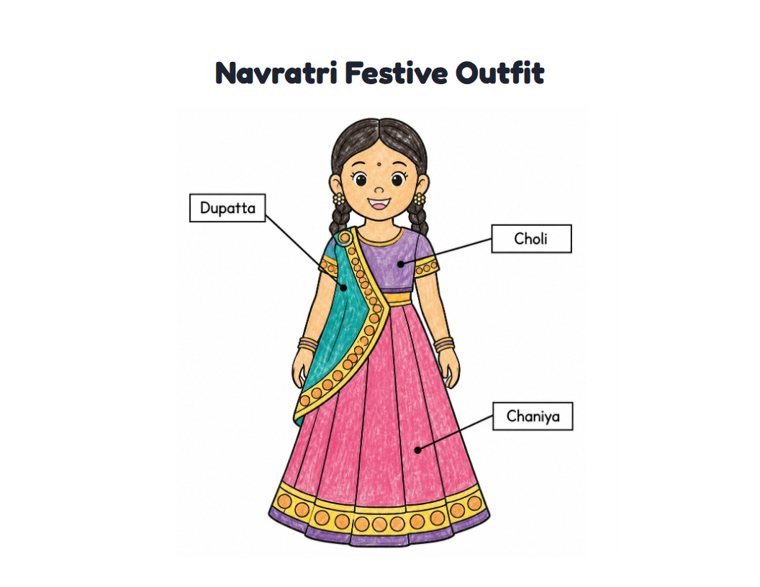 Navratri Festive Outfit worksheet (Easy, Pre-K–K)