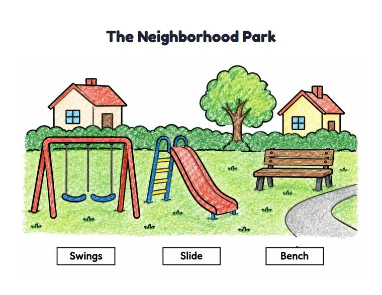 The Neighborhood Park worksheet (Easy, Pre-K–K)