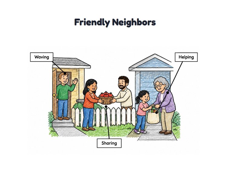 Friendly Neighbors worksheet (Easy, Pre-K–K)