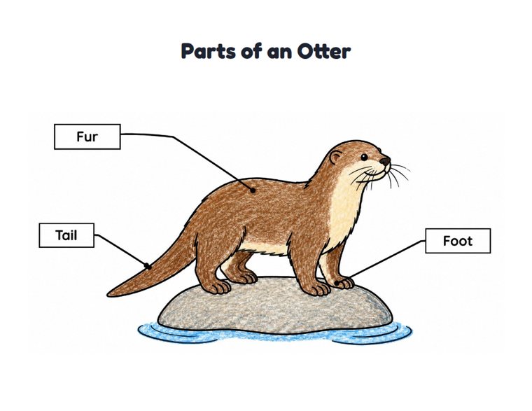 Parts of an Otter worksheet (Easy, Pre-K–K)