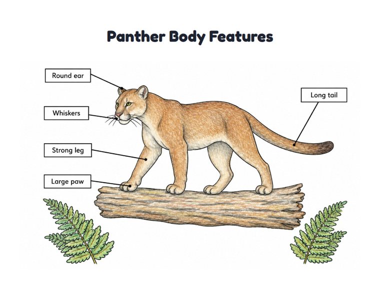 Panther Body Features worksheet (Medium, Grades 1–2)
