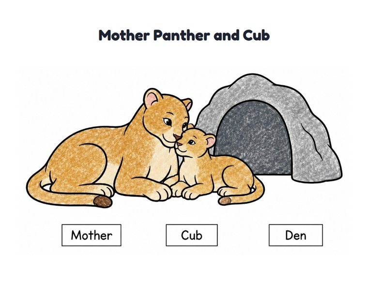 Mother Panther and Cub worksheet (Easy, Pre-K–K)