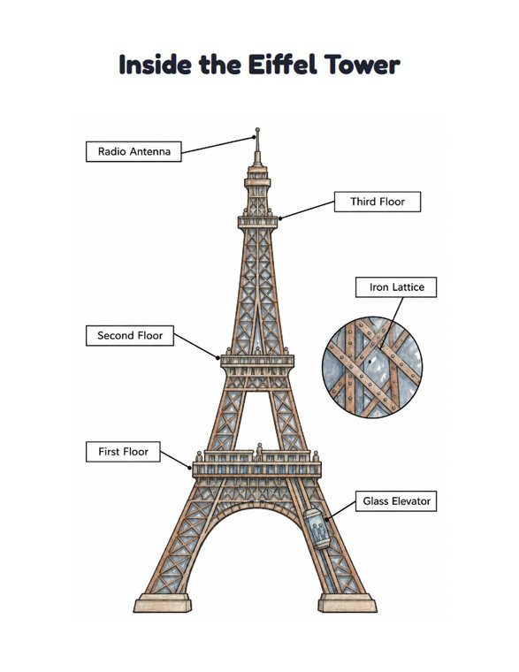 Inside the Eiffel Tower worksheet (Hard, Grades 3–4)