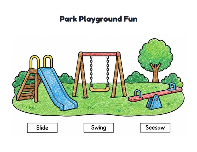 Park Playground Fun worksheet (Easy, Pre-K–K)