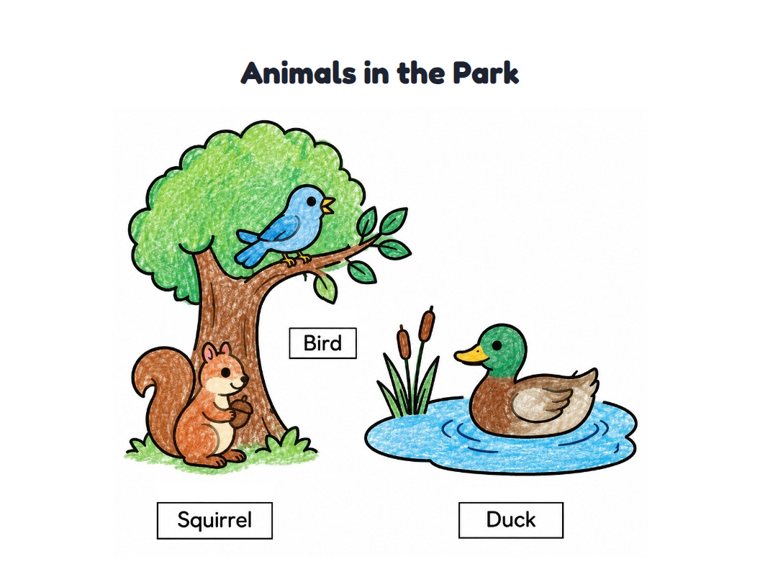 Animals in the Park worksheet (Easy, Pre-K–K)