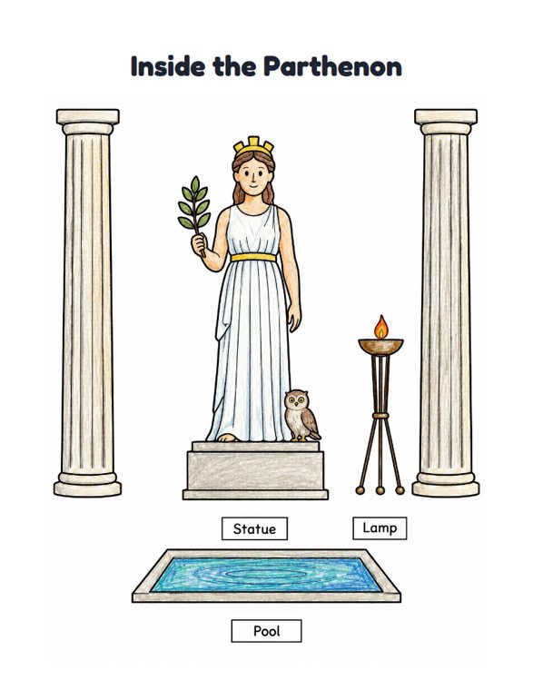 Inside the Parthenon worksheet (Easy, Pre-K–K)
