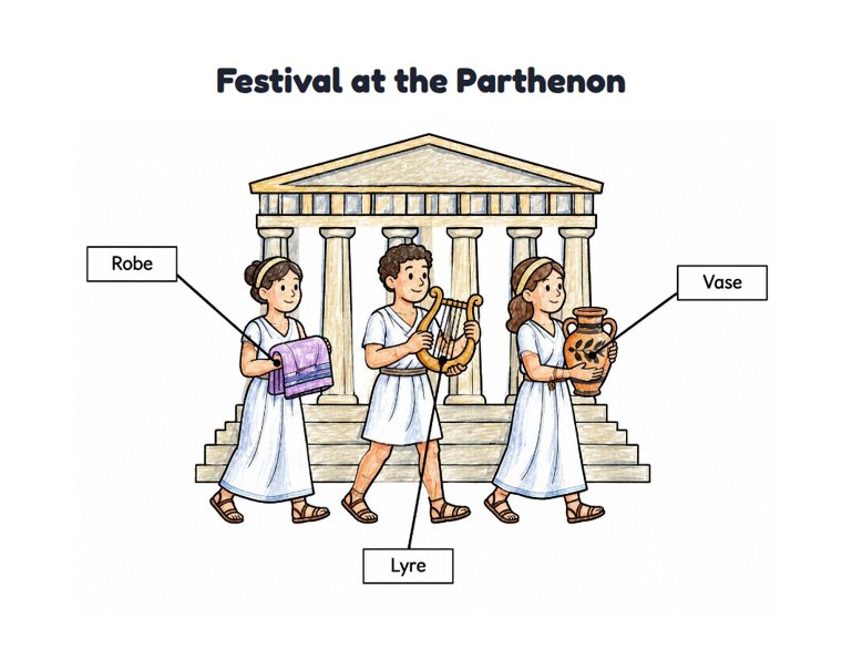 Festival at the Parthenon worksheet (Easy, Pre-K–K)