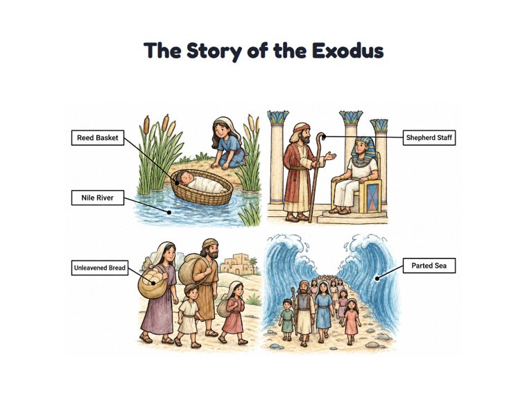 The Story of the Exodus worksheet (Hard, Grades 3–4)