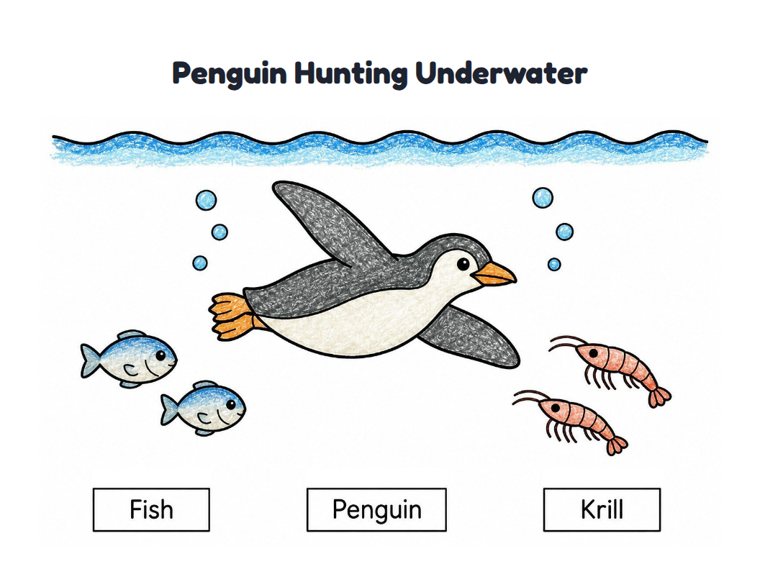 Penguin Hunting Underwater worksheet (Easy, Pre-K–K)