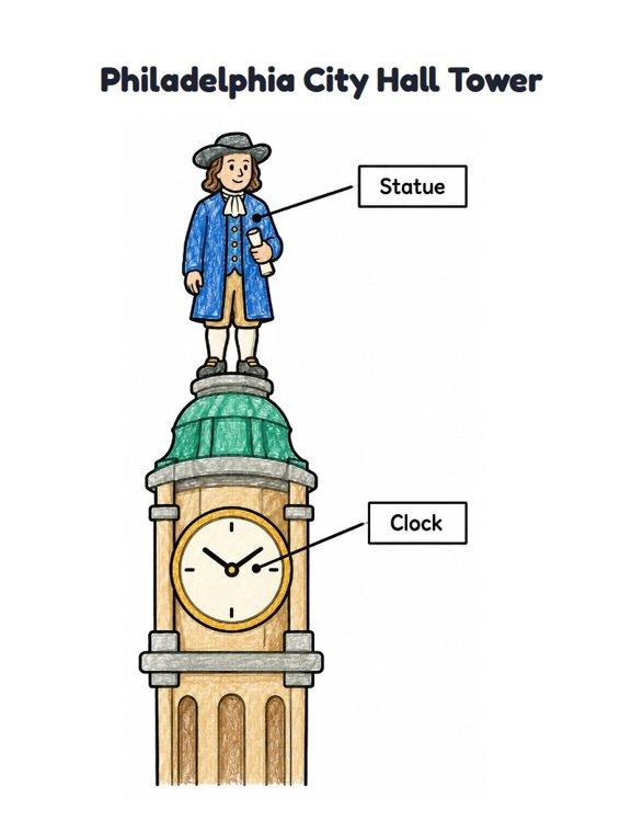 Philadelphia City Hall Tower worksheet (Easy, Pre-K–K)