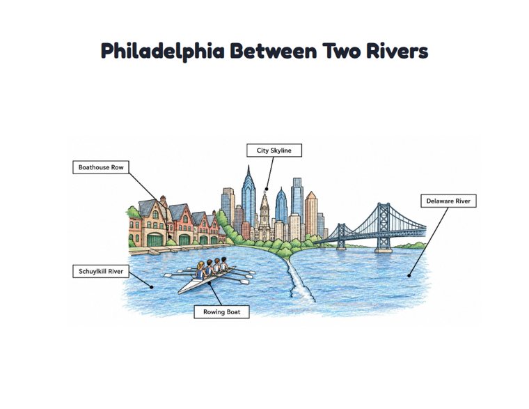 Philadelphia Between Two Rivers worksheet (Medium, Grades 1–2)