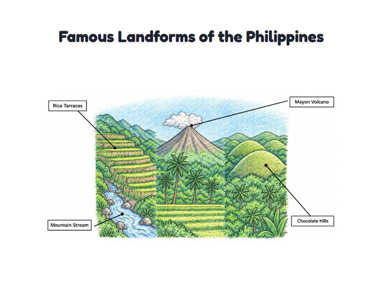 Famous Landforms of the Philippines worksheet (Medium, Grades 1–2)