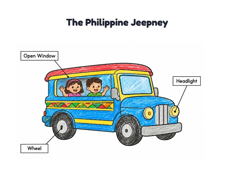 The Philippine Jeepney worksheet (Easy, Pre-K–K)