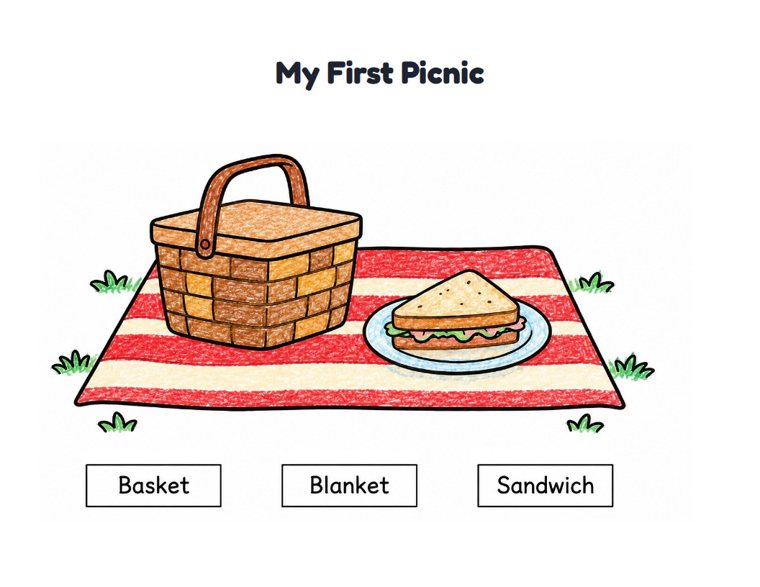 My First Picnic worksheet (Easy, Pre-K–K)