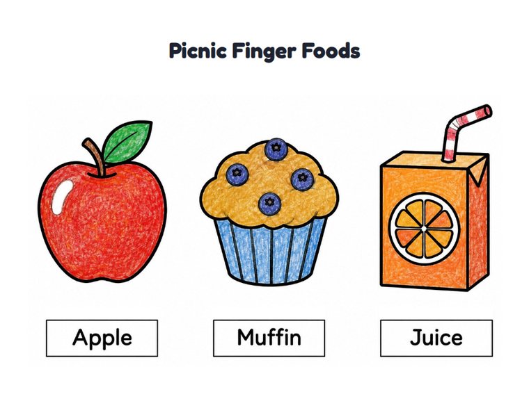 Picnic Finger Foods worksheet (Easy, Pre-K–K)