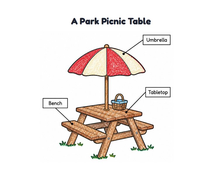 A Park Picnic Table worksheet (Easy, Pre-K–K)