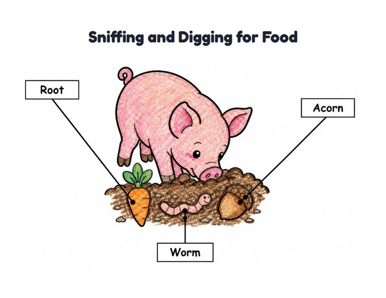 Sniffing and Digging for Food worksheet (Easy, Pre-K–K)