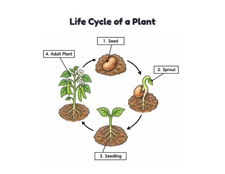 Life Cycle of a Plant worksheet (Medium, Grades 1–2)