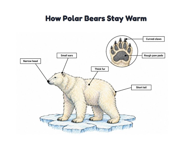 How Polar Bears Stay Warm worksheet (Hard, Grades 3–4)