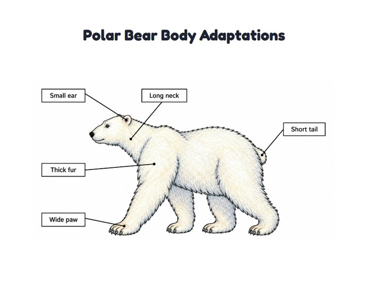Polar Bear Body Adaptations worksheet (Medium, Grades 1–2)