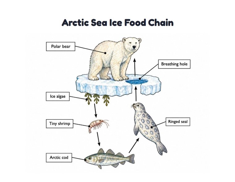 Arctic Sea Ice Food Chain worksheet (Hard, Grades 3–4)