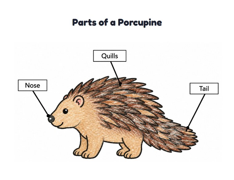 Parts of a Porcupine worksheet (Easy, Pre-K–K)