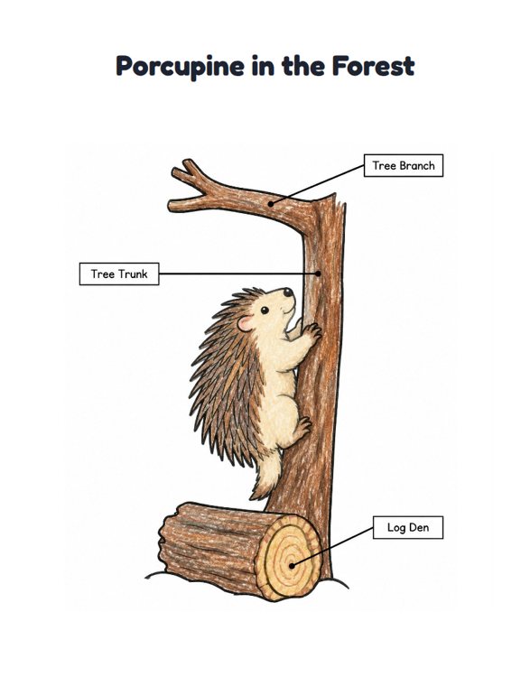 Porcupine in the Forest worksheet (Easy, Pre-K–K)
