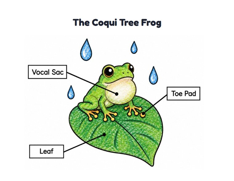 The Coqui Tree Frog worksheet (Easy, Pre-K–K)