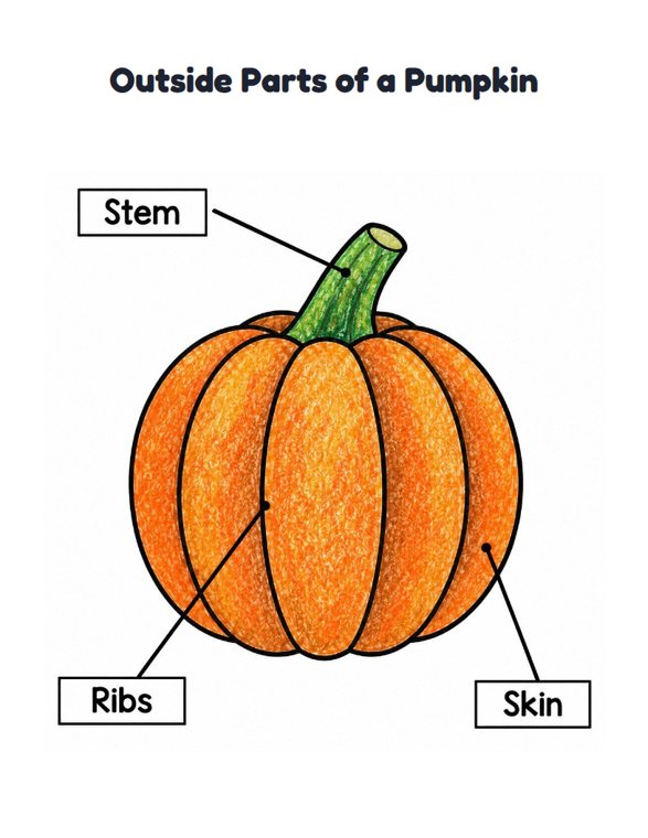 Outside Parts of a Pumpkin worksheet (Easy, Pre-K–K)