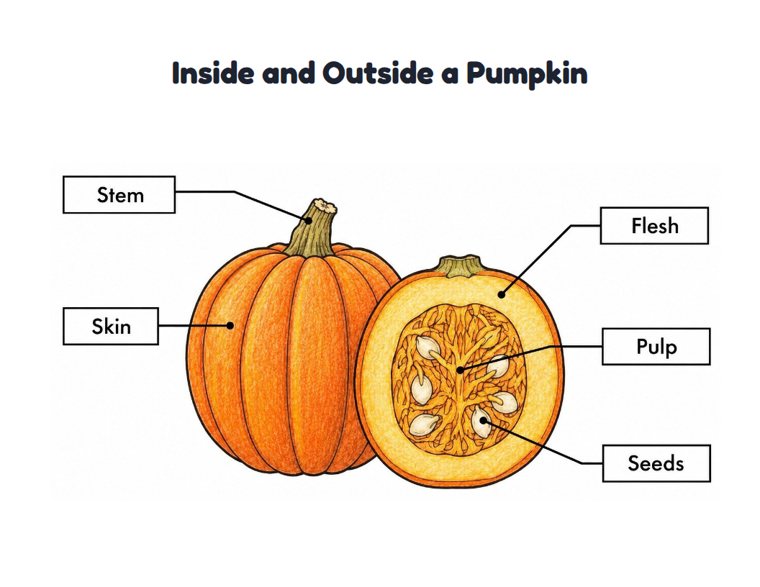 Inside and Outside a Pumpkin worksheet (Medium, Grades 1–2)