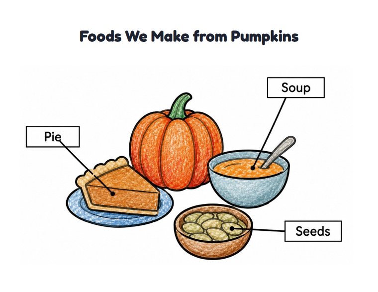 Foods We Make from Pumpkins worksheet (Easy, Pre-K–K)
