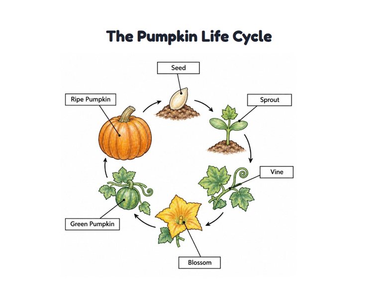 The Pumpkin Life Cycle worksheet (Hard, Grades 3–4)