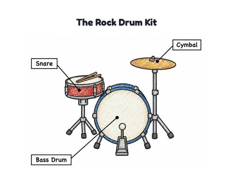 The Rock Drum Kit worksheet (Easy, Pre-K–K)