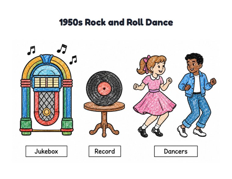 1950s Rock and Roll Dance worksheet (Easy, Pre-K–K)