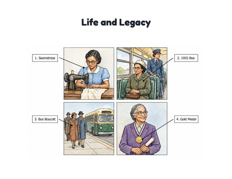 Life and Legacy worksheet (Hard, Grades 3–4)