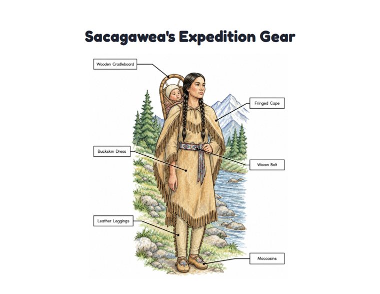 Sacagawea's Expedition Gear worksheet (Hard, Grades 3–4)