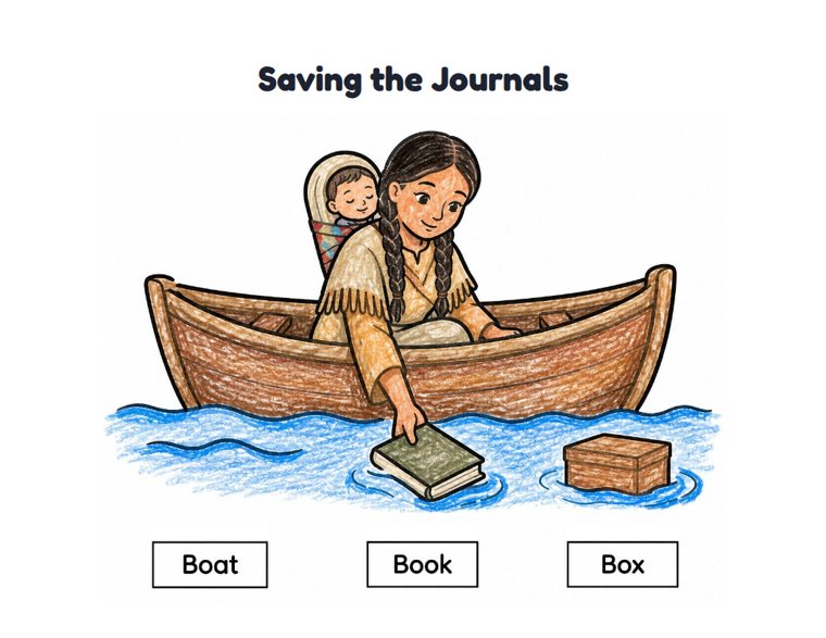 Saving the Journals worksheet (Easy, Pre-K–K)