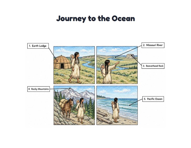 Journey to the Ocean worksheet (Hard, Grades 3–4)
