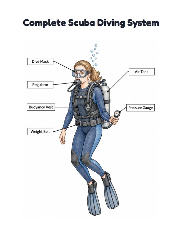 Complete Scuba Diving System worksheet (Hard, Grades 3–4)