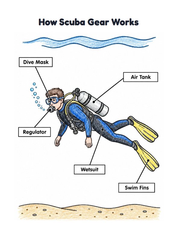 How Scuba Gear Works worksheet (Medium, Grades 1–2)