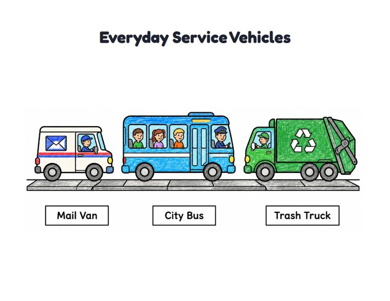 Everyday Service Vehicles worksheet (Easy, Pre-K–K)