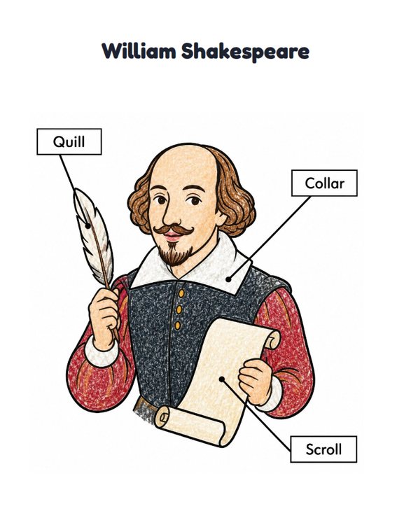 William Shakespeare worksheet (Easy, Pre-K–K)