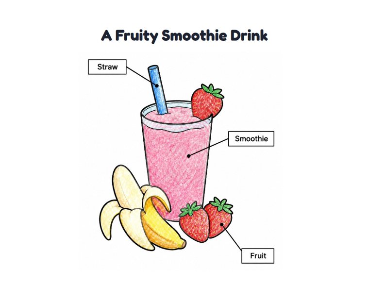 A Fruity Smoothie Drink worksheet (Easy, Pre-K–K)