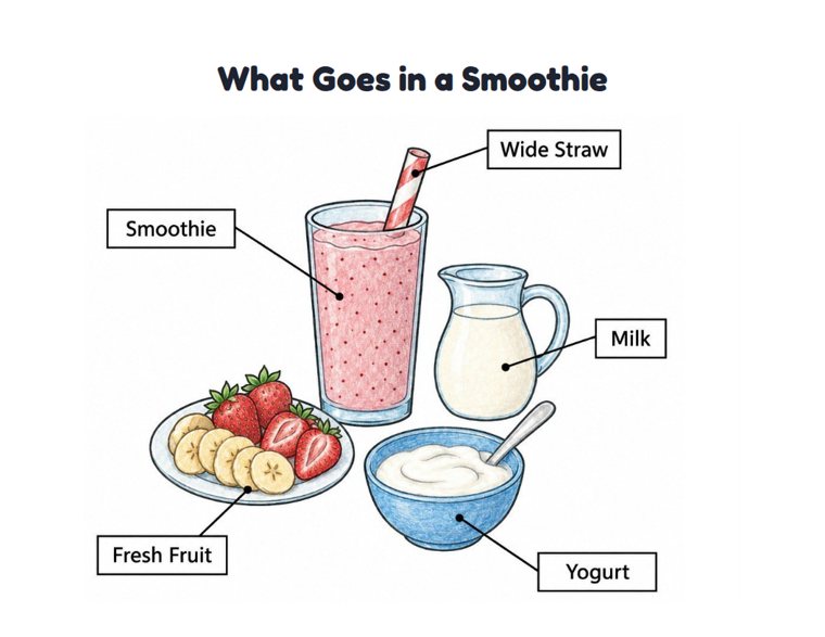 What Goes in a Smoothie worksheet (Medium, Grades 1–2)