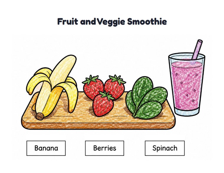 Fruit and Veggie Smoothie worksheet (Easy, Pre-K–K)