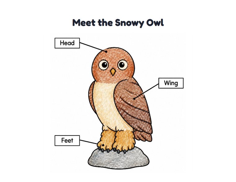 Meet the Snowy Owl worksheet (Easy, Pre-K–K)