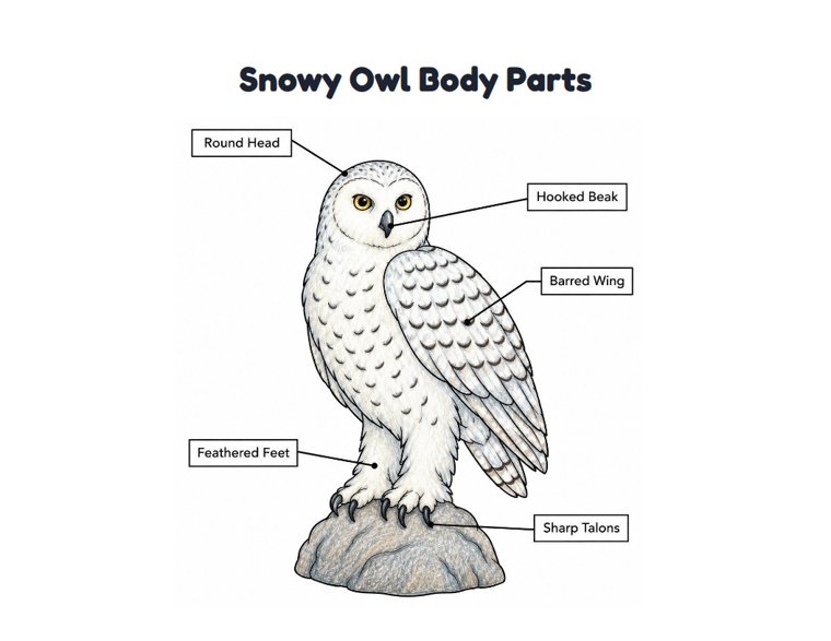 Snowy Owl Body Parts worksheet (Medium, Grades 1–2)